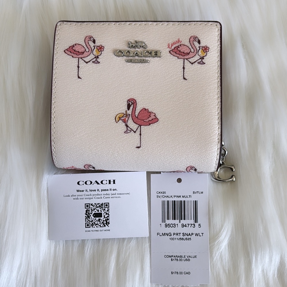 NWT💃Coach Snap Wallet With Flamingo Print - Picture 7 of 7